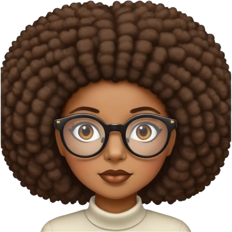 Black girl with thick eyeglasses and fro  emoji