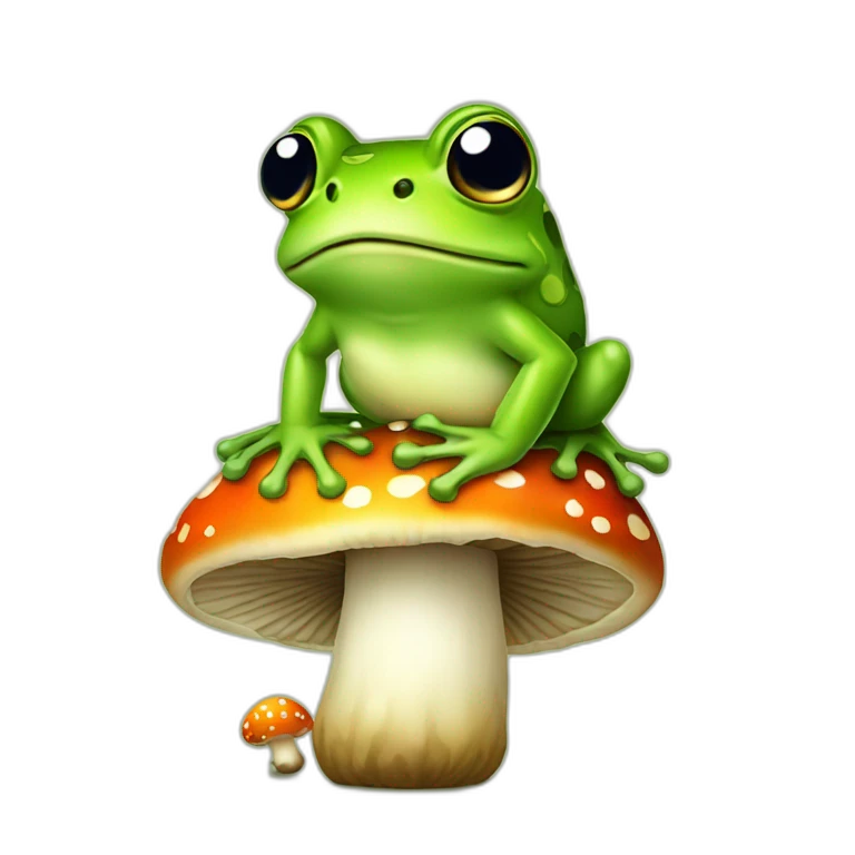 frog sitting on mushroom emoji
