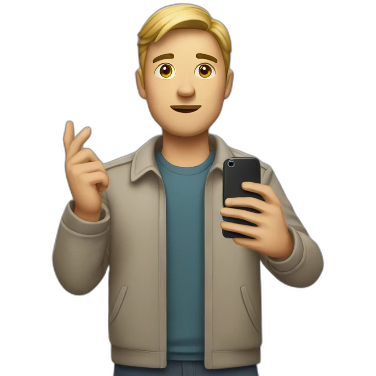 A man holding phone in hand emoji