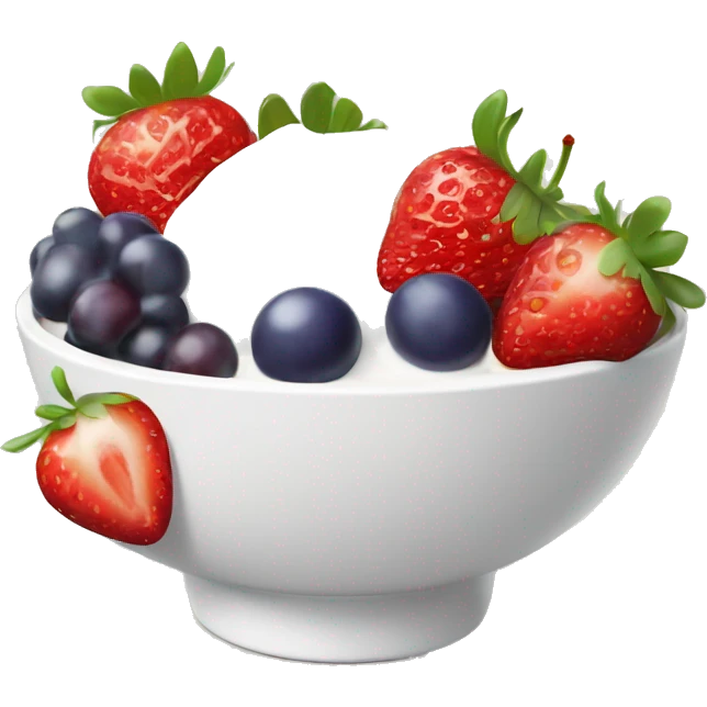 fruit yogurt bowl with strawberries and grapes emoji