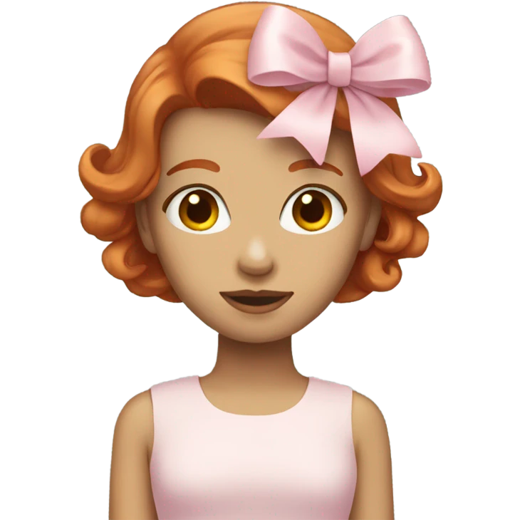 redhead with light pink bow emoji
