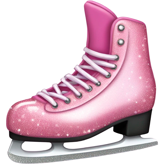 Pink glitter ice skates with hearts and flowers  emoji