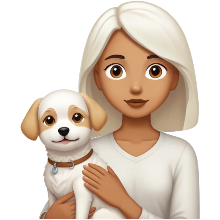 Yo con mi perro de color blanco emoji