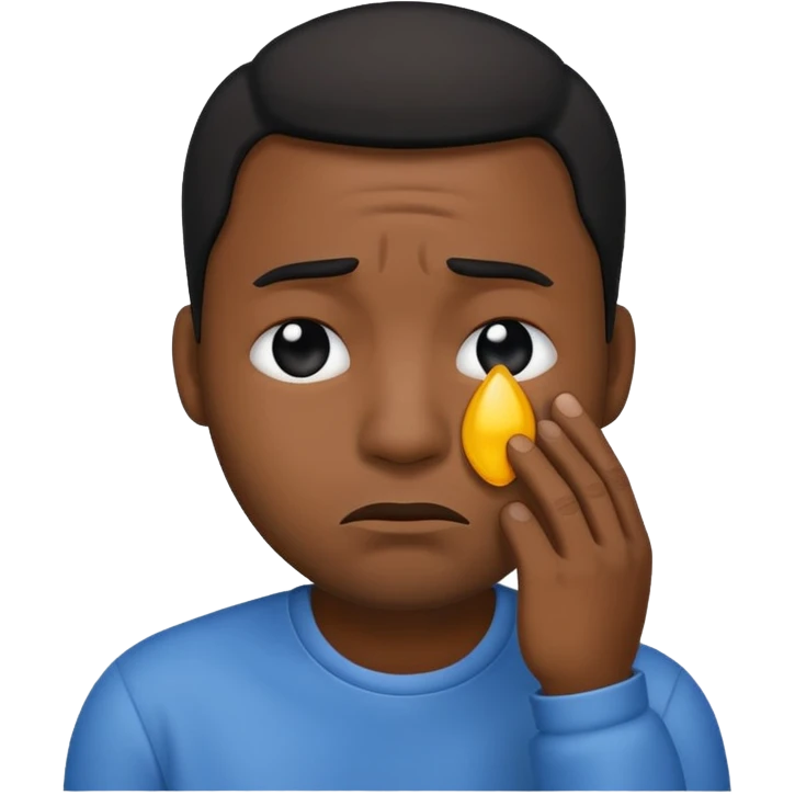 Black man emoji shedding a tear with a frown emoji