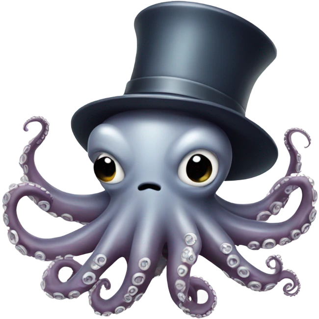Octopus silver tentacles and hat emoji