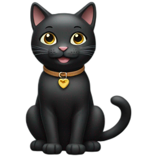 happy black cat whole body emoji