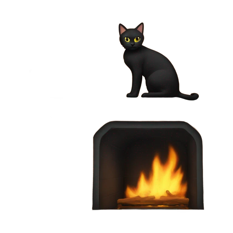 fireplace mantle with black cat on top emoji