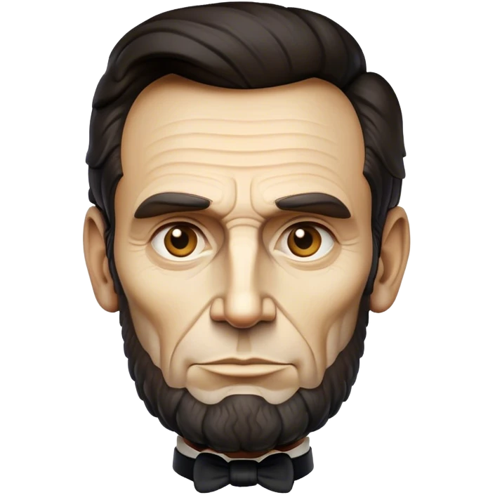 Cinematic Realistic Abraham Lincoln Portrait Emoji, depicted as a stoic iconic statesman with a tall dignified silhouette and thoughtful expression, rendered with detailed textures and dramatic historical lighting that captures his timeless presence. emoji