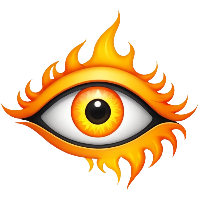Flames in the shape of an eye with a long black vertical slit down the center emoji