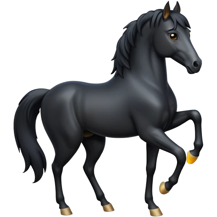 cinematic-[black horse]-realistic-full-body-standing-emoji,-tail-flicking-lazily,-head-tilted-dramatically,-sleek-[black]-coat,-simplified-yet-realistic-focused-features,-highly-detailed,-glowing-with-an-almost-sarcastic-glow emoji