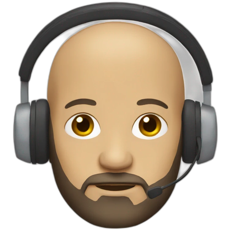 bald man with beard with headset emoji