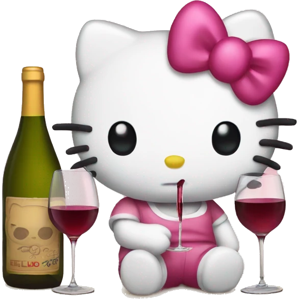 Hello kitty drinking wine emoji