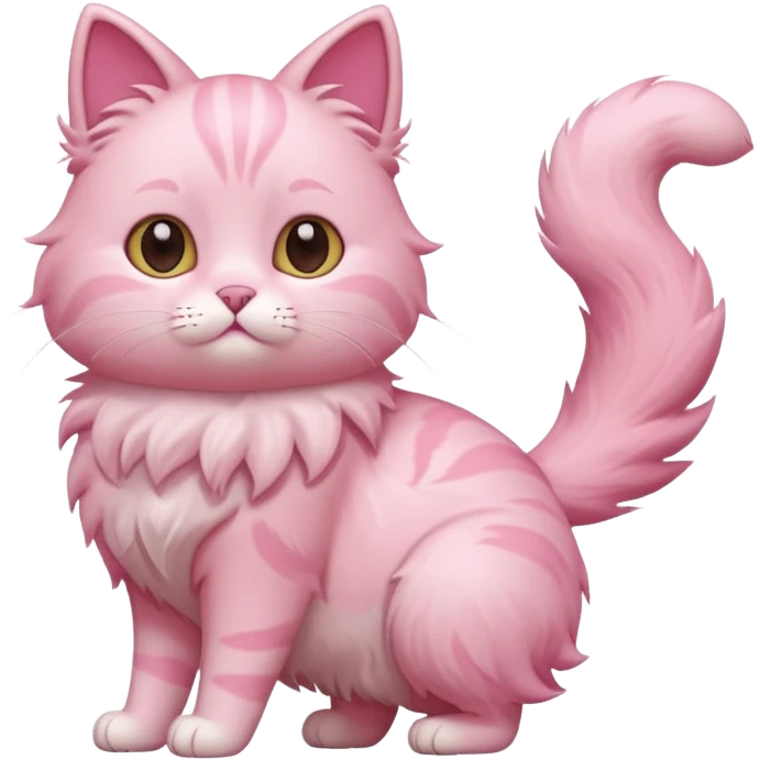 cute pink cat, full body. different body shape, side view. emoji