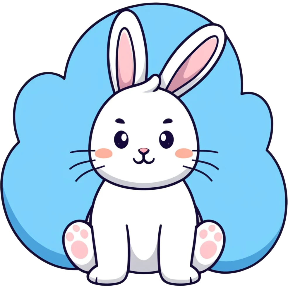 pastel blue bunny with a cloud emoji