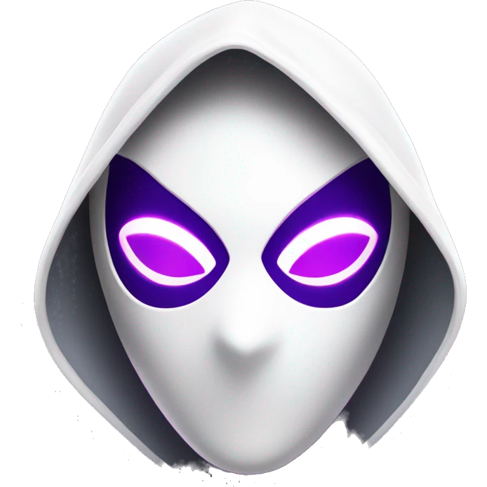 Android Spider-Gwen with a white mask, purple eyes, and a glowing hood in a sleek, minimalist style. emoji