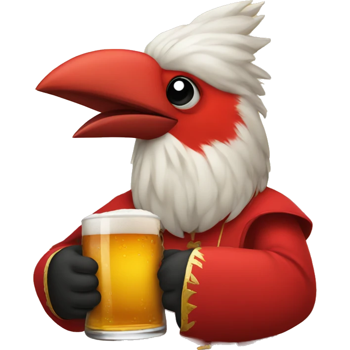 cardinal holding a beer emoji