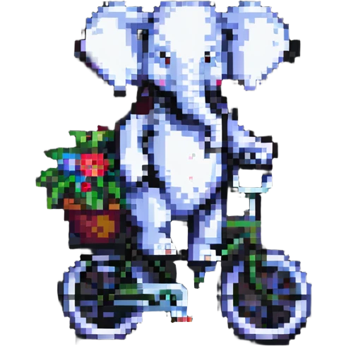 elephant riding a bicycle, pixel art style emoji