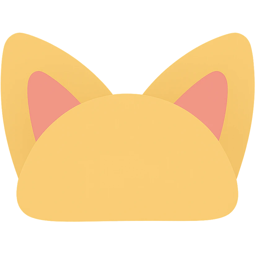 cat ears, flat color icon style, clean lines, playful and friendly, vector look emoji
