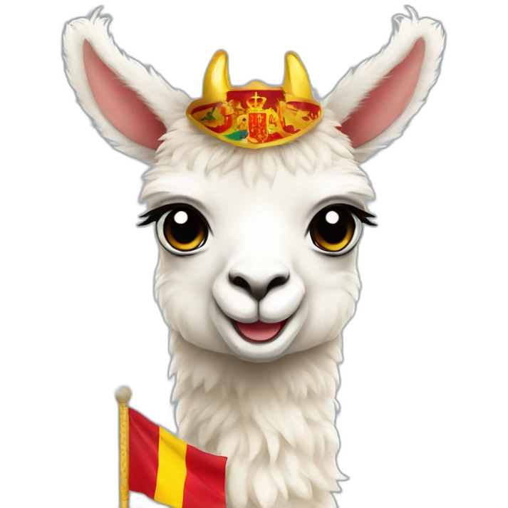 Baby llama with Spain flag emoji