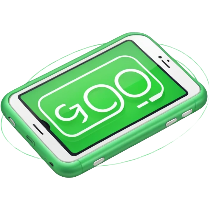 green GO text with motion lines emoji