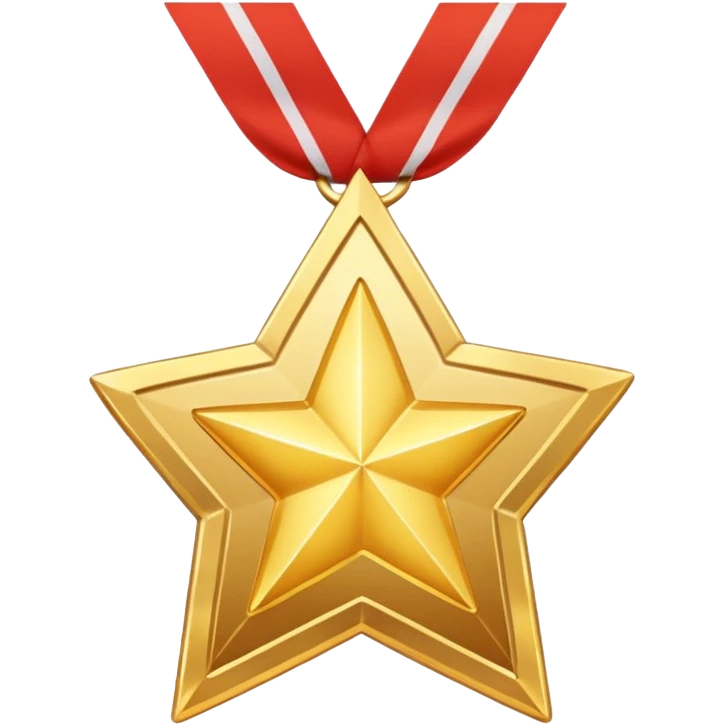 golden medal in star shape, central empty space, details in border, golden emoji