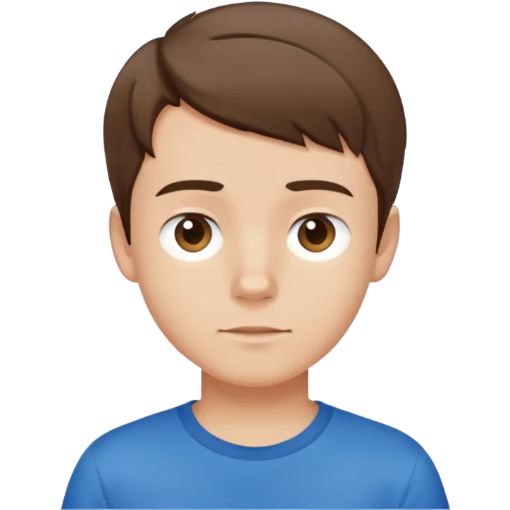 simple boy avatar with short brown hair and blue t-shirt emoji