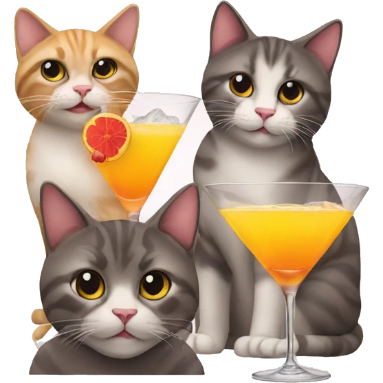 four cats at a cocktail bar emoji