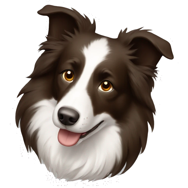 Bordercollie with brown and white face. Some darker areas  emoji
