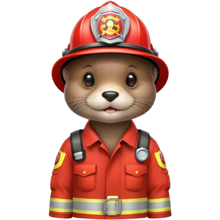 cute otter wearing firefighter helmet and uniform emoji