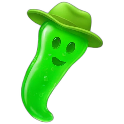 Green gummy with hat emoji