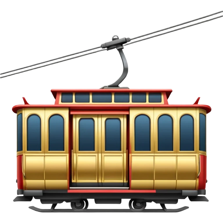 golden cable car shaped like the standard cable car emoji emoji
