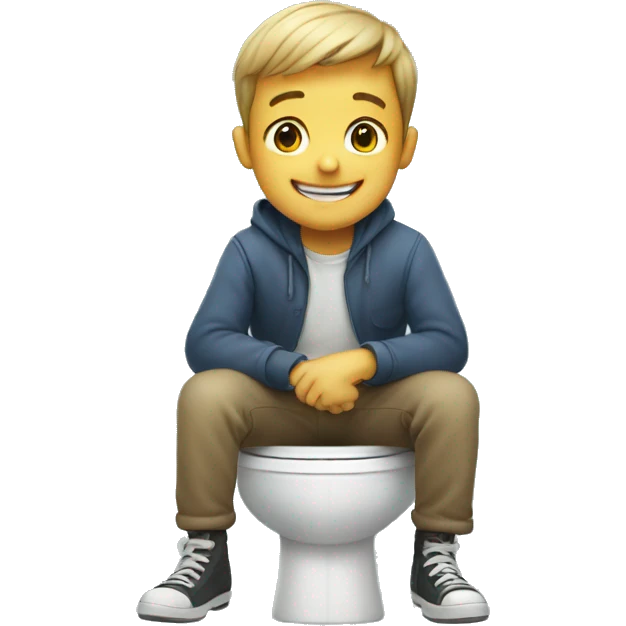 Smiling boy sitting on toliet emoji