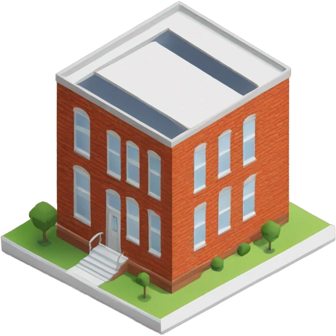 isometric red brick modern English building emoji