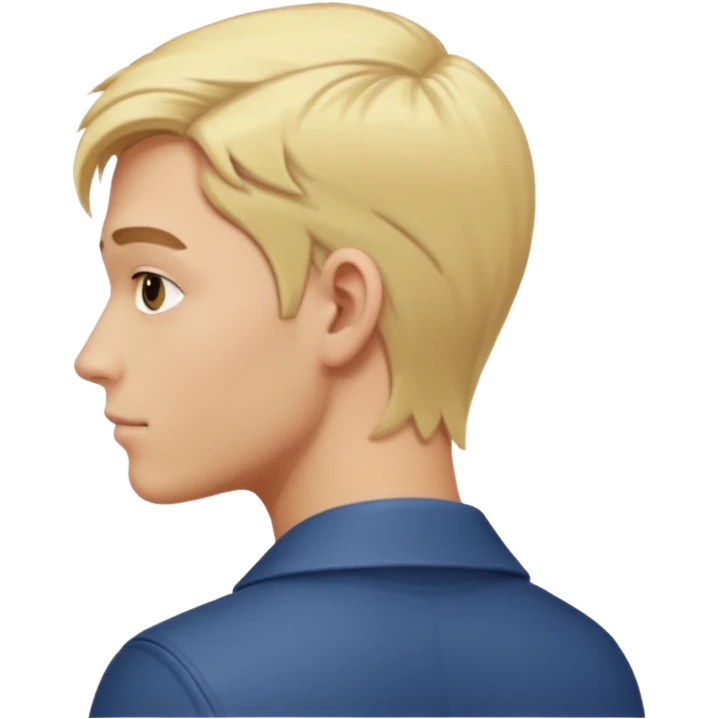 young man with blond hair turning back emoji