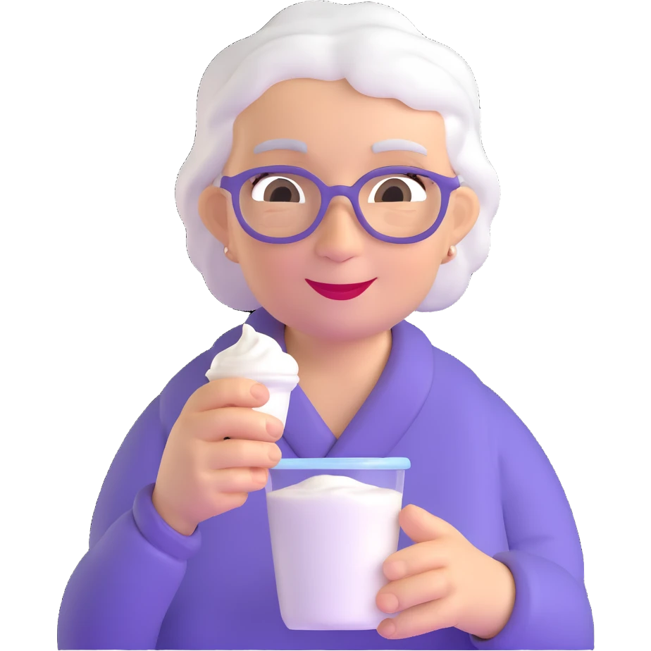 grandmother offering yogurt emoji