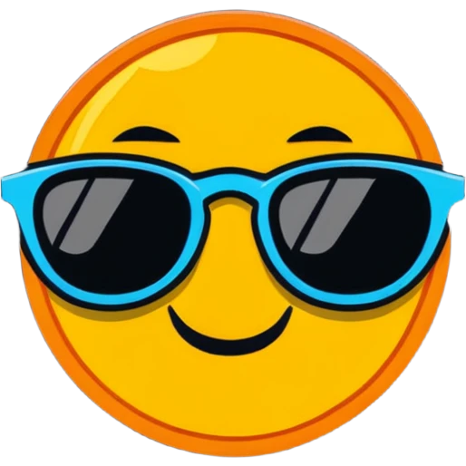 bright orange sun with cool black sunglasses and a cute happy face emoji