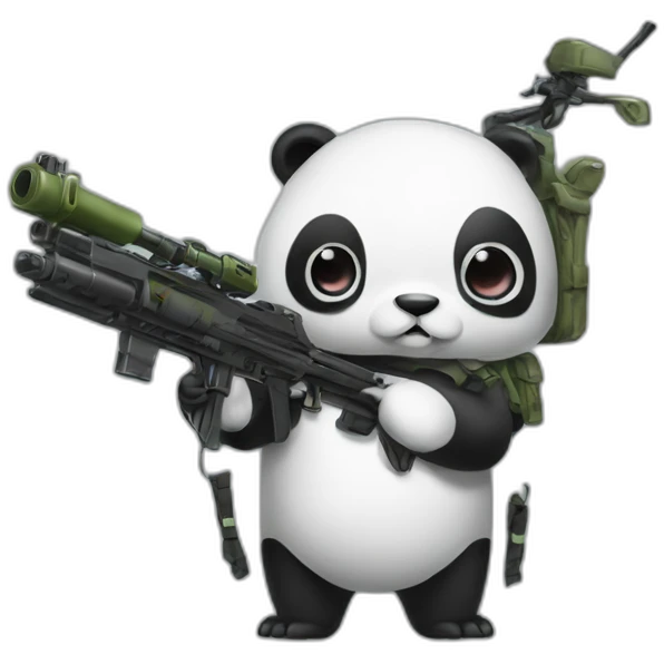 Squid panda with a machine gun emoji