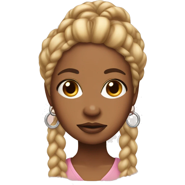 Brown skin lady with blonde braids, and two nose, ring rings and a bow on her hair emoji