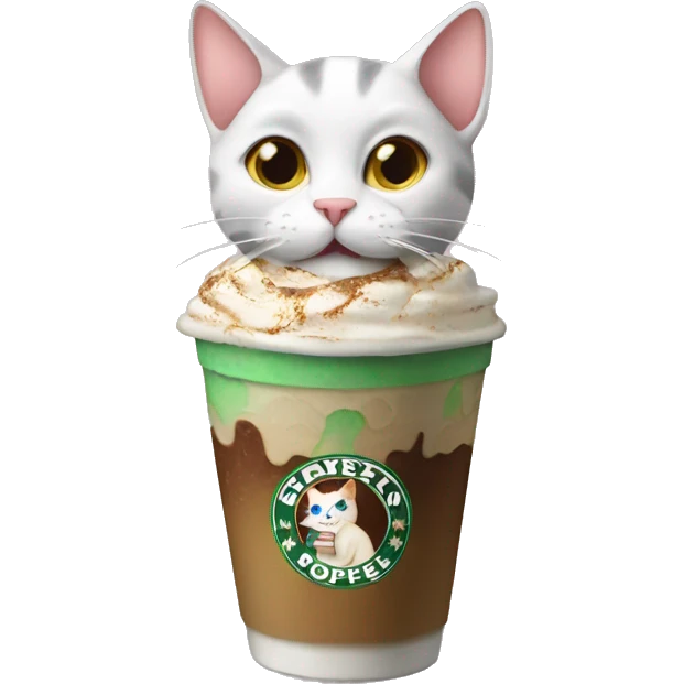 a cat drinking a frappuccino emoji