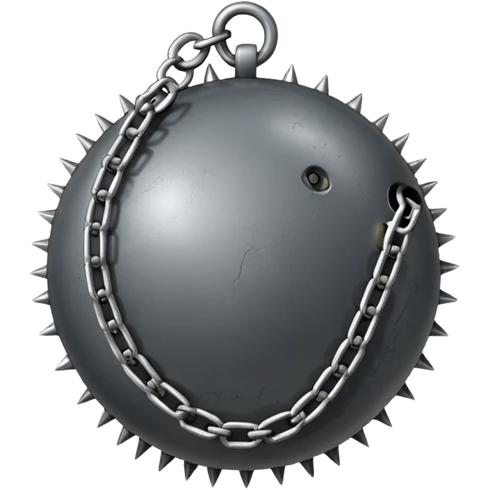 iPhone text message emoji size ball, and chain with spikes emoji