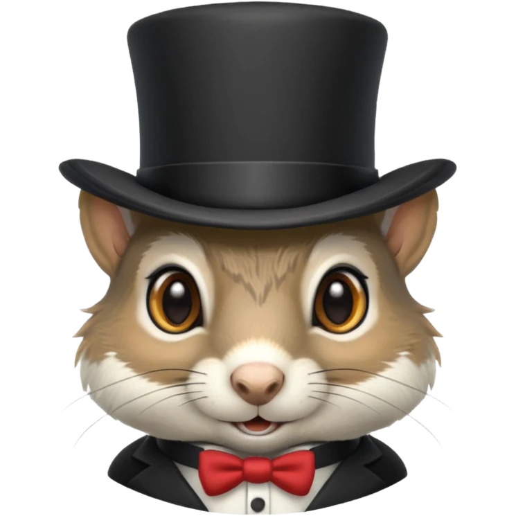 Gray squirrel with a tophat emoji