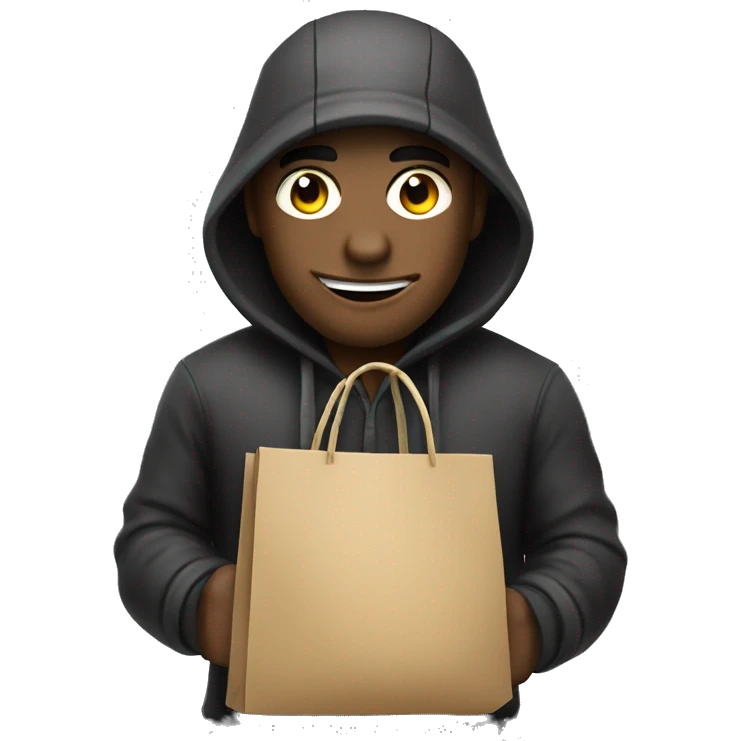 a cartoon burglar with swag bag emoji