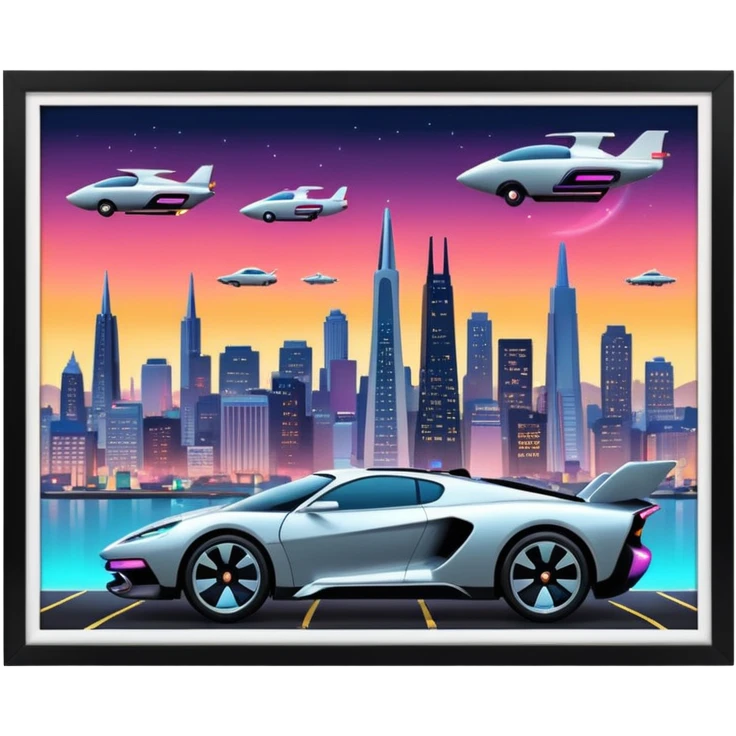 create an image of san francisco skyline in the tech future emoji