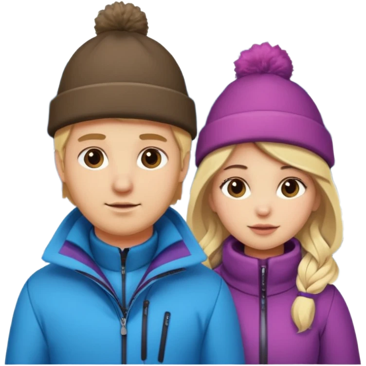 blonde guy with chubby brunette girl in ski 🎿 resort emoji