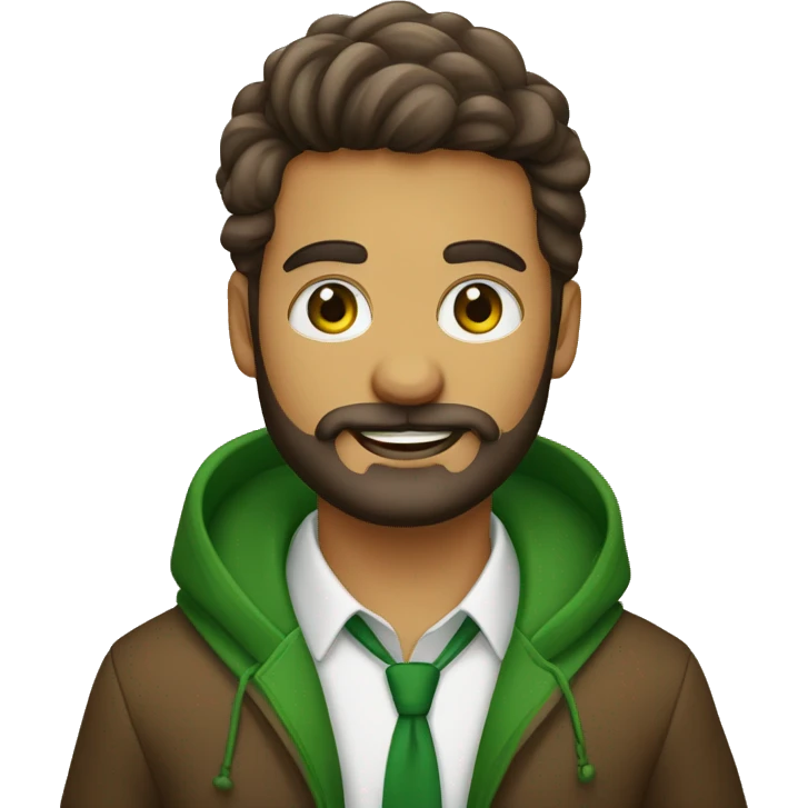 Jovem advogado com barba castanha e olhos verdes emoji