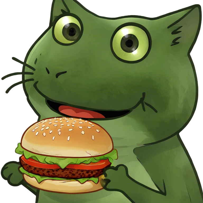Cat surprised with burger emoji