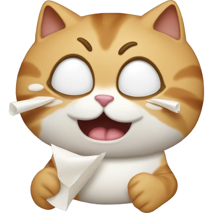 Crying cat eating eggrolls emoji