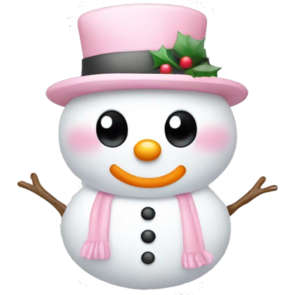 Cute white and light pink snowman emoji