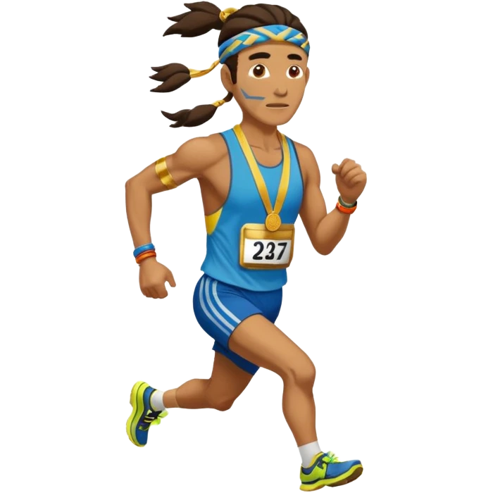 shaman picking running a marathon with gold medal emoji
