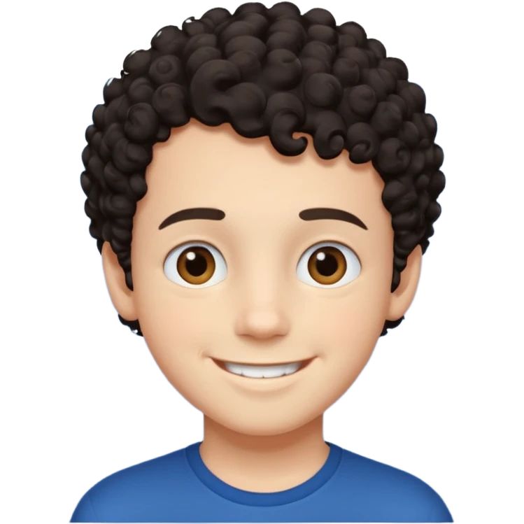 boy, dark and short curly hair, medium white skin,  emoji